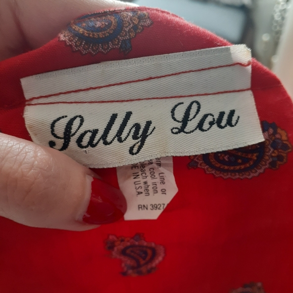 Vintage 1980's Red Paisley Print Midi Dress - Picture 15 of 16